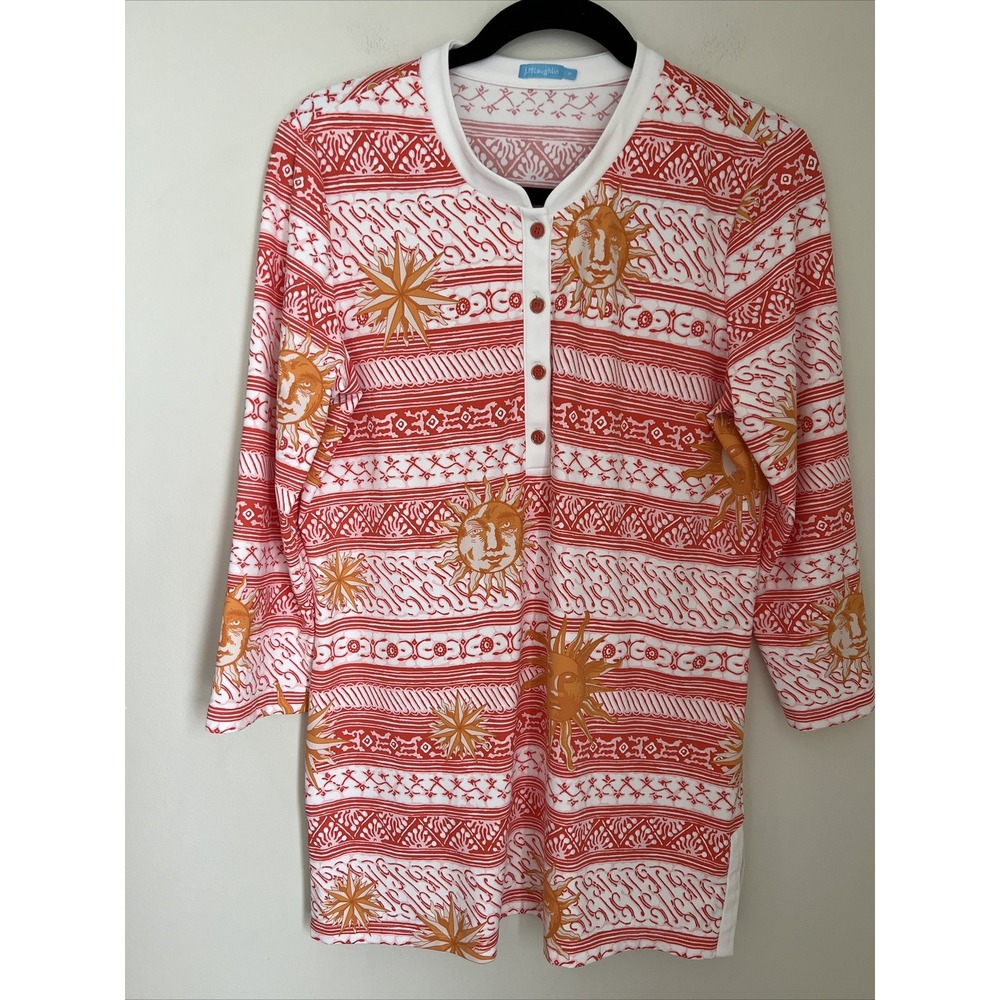 J McLaughlin Biscayne Catalina Cloth Tunic Top Shirt Sun Print Size M Beach